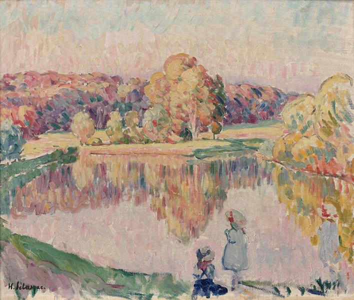 Fillettes au bord de l'étang de Saint Pierre, circa 1907 Henri LEBASQUE