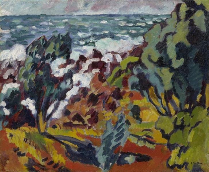 Les rochers rouges à Agay, grand vent, vers 1910.