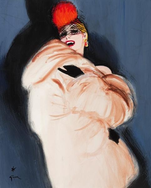 Emmitouflée dans son manteau René GRUAU