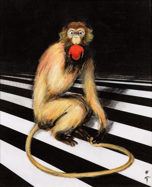 Petit singe à la pomme René GRUAU
