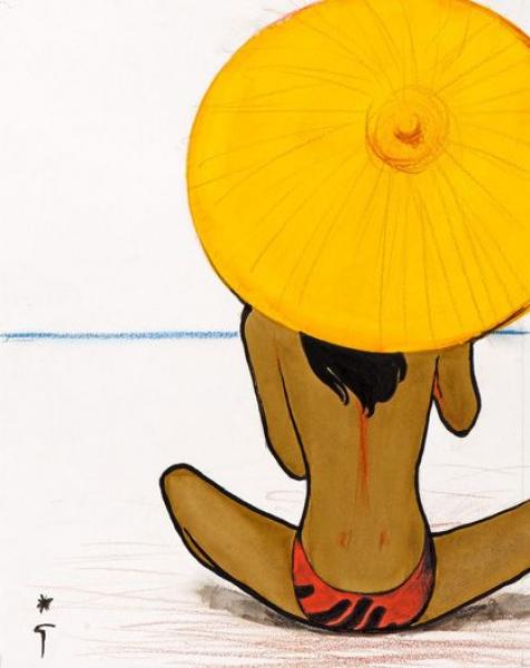 Sous mon parasol, le sable, 1982 René GRUAU