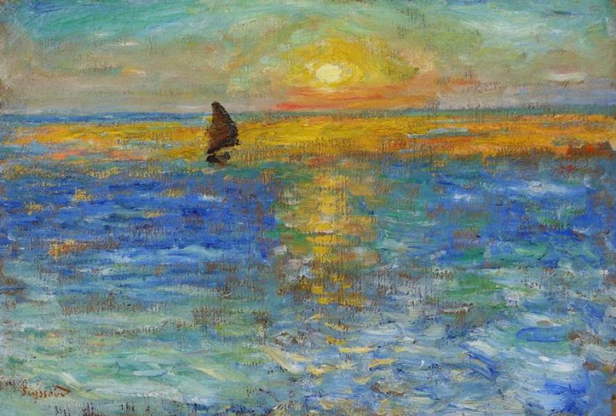 Marine, soleil couchant sur la mer à Agay, vers 1896.