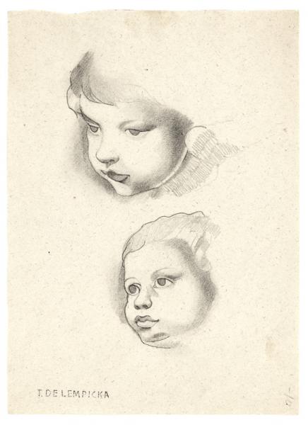 Deux têtes de putti, c. 1924 Tamara de LEMPICKA