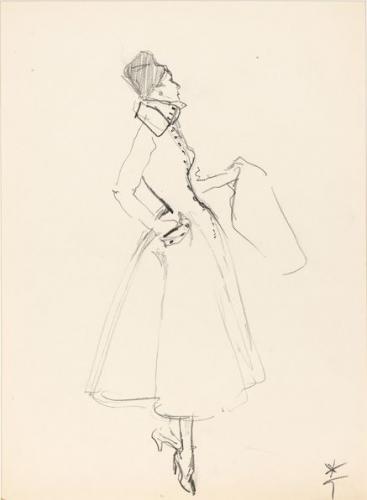 Dessin d’une robe de la maison Balmain, 1949 René GRUAU